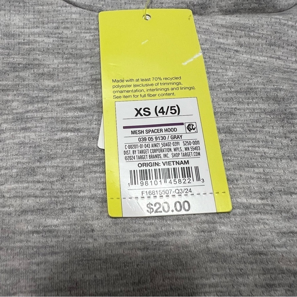 NWT- All in Motion Boy's Mesh Spacer Hoodie- Gray XS (4/5) - Picture 6 of 7